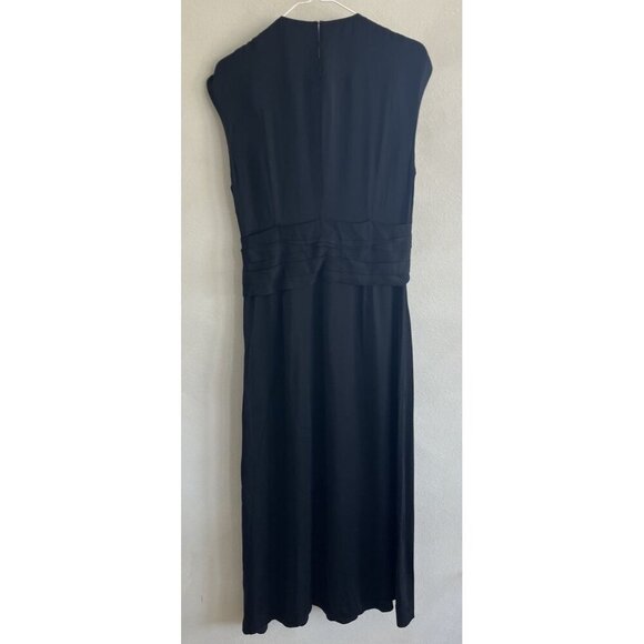 ROHE Draped Column black Maxi Dress 38 US 6 Women’s Long Midi Short Sleeve Flaw - Picture 9 of 10